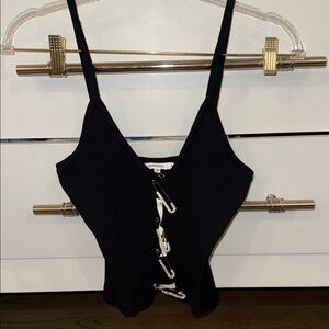 Black Lace-Up Tank Top